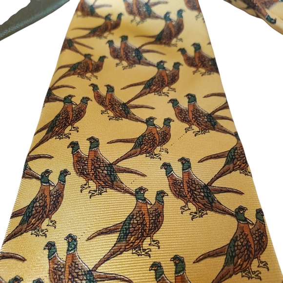 2 Silk Fall Fowl Neckties. Lands' End Ducks / Huntington Pheasants. - Picture 10 of 11
